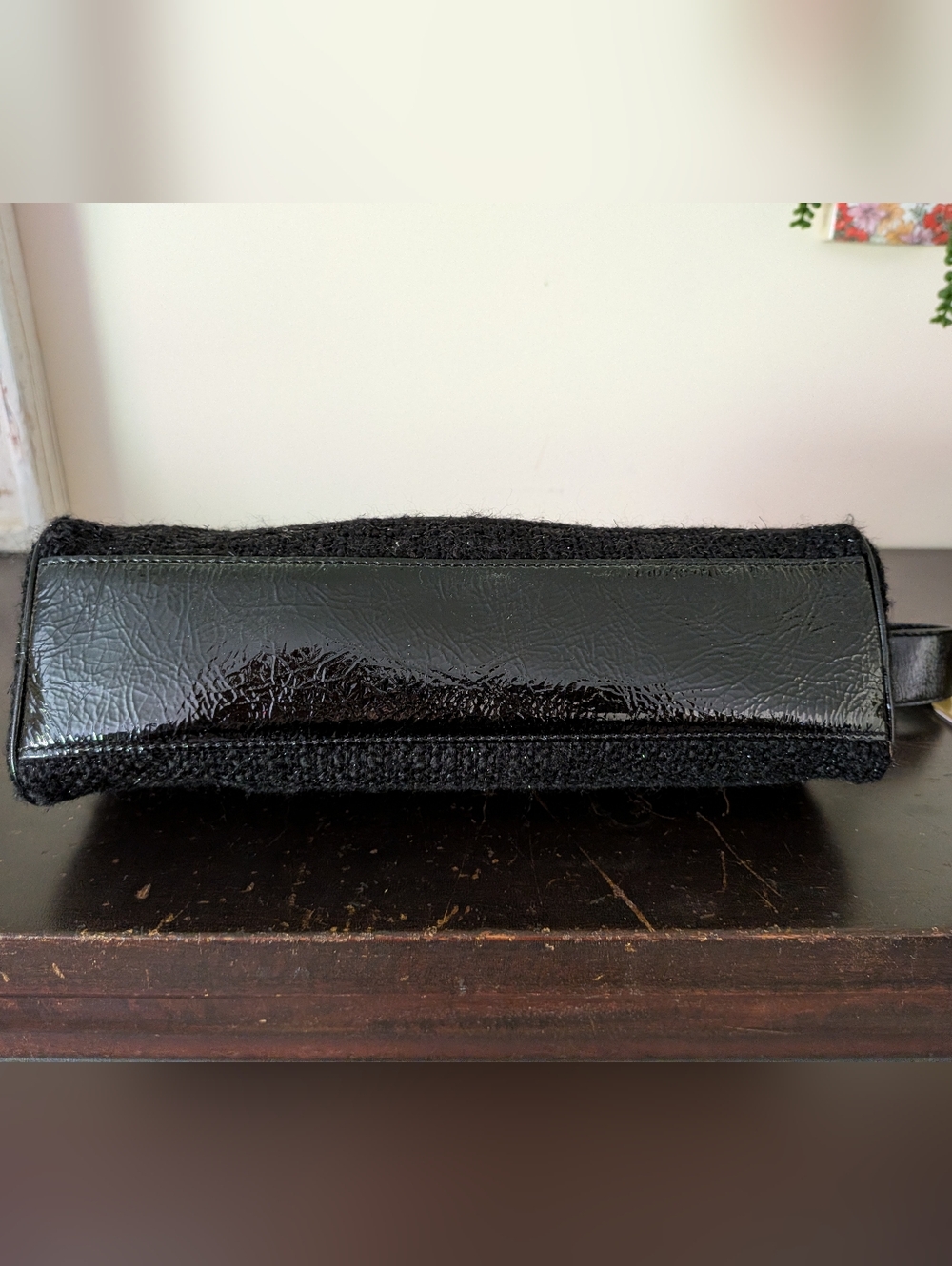 Kate Spade Vintage Look Black Wool Bouclé Sparkle Baguette Bag with Turnlock - Picture 9 of 12